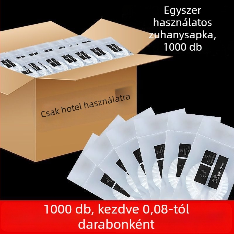 Zuhanysapka nagykereskedelmi for hotels és vendégházak, PE anyag, egyedileg csomagolt, ötcsillagos minőség, termékkód Mx4A8smr
