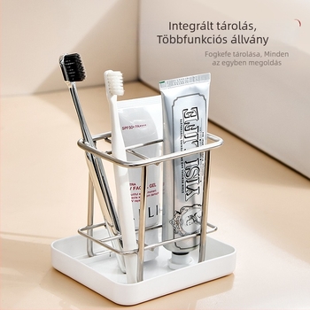 Fali elektromos fogkefetartó, fúrás nélkül, tartó a borotválkozó eszközökhöz és a bőrápolási termékekhez.