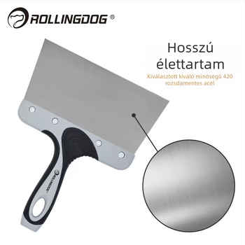 Rolling Dog rozsdamentes acél glettelő kés – sík pengéjű falak festék eltávolítására