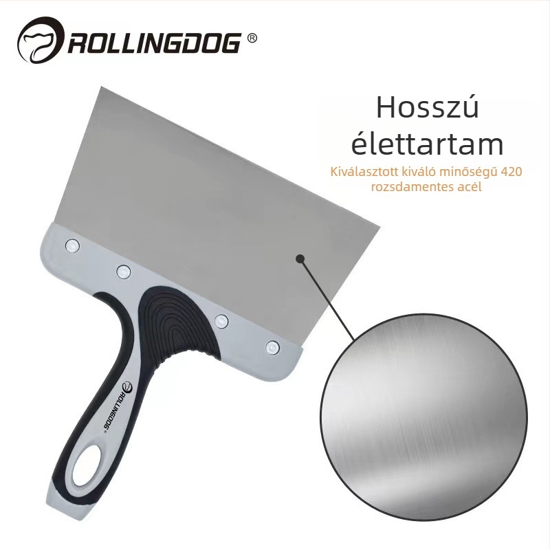 Rolling Dog rozsdamentes acél glettelő kés – sík pengéjű falak festék eltávolítására