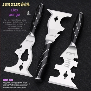 JERXUN rozsdamentes acél glettelő kés – sokfunkciós, egy darabból készült, vastított glettelő eszköz