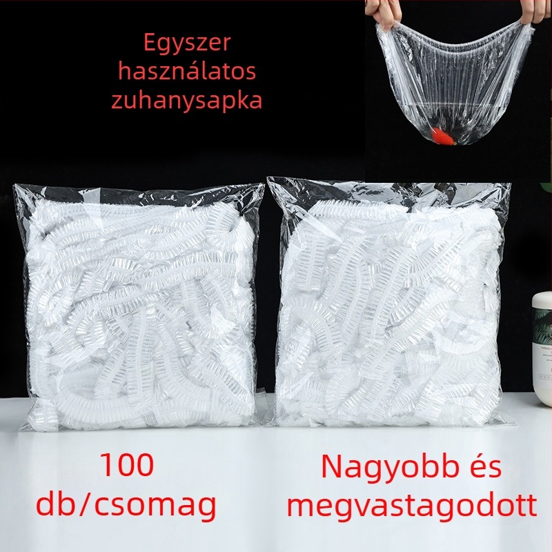 Egyszer használatos PE zuhany sapka, vastagított és megnövelt méret, vízálló és porálló, hajfestéshez és olajkezelésekhez