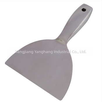 Rozsdamentes acélból készült glettelő kés egybeépített üreges nyéllel, test 201-es acélból, műanyag nyél, háztartási használatra