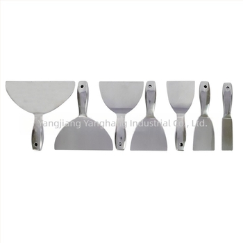 Rozsdamentes acélból készült glettelő kés egybeépített üreges nyéllel, test 201-es acélból, műanyag nyél, háztartási használatra