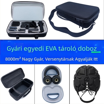 3C digitális eszközök EVA keményhéjas tárolótokja, ütésálló és vízálló, belső rekeszek a szűrők és elemek számára