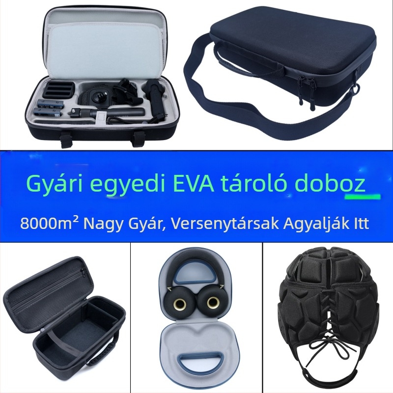 3C digitális eszközök EVA keményhéjas tárolótokja, ütésálló és vízálló, belső rekeszek a szűrők és elemek számára