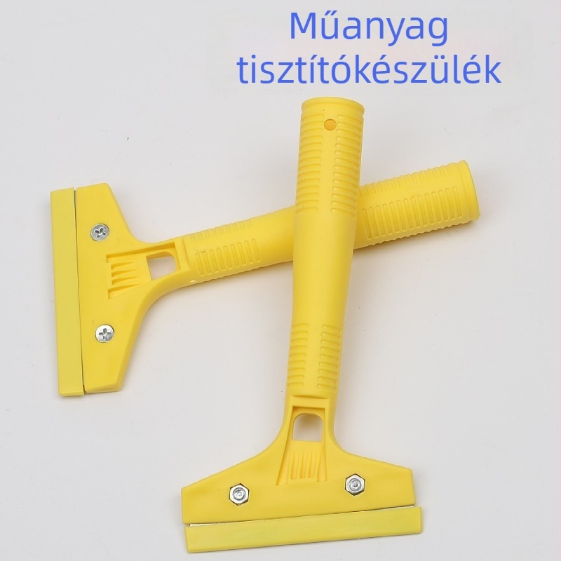 Plasztikus tisztító spatula, könnyű; pengéje szénacél, nyele műanyag; alkalmas padlók és falak tisztítására; Yichen márka