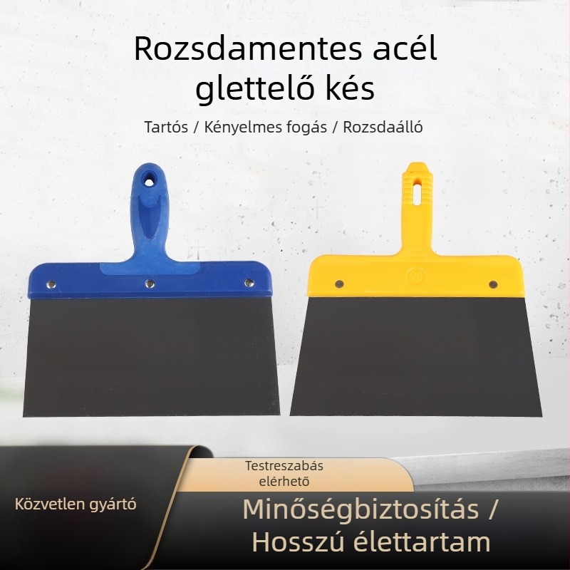 Glettoll műanyag nyéllel, sík pengével – glettelésre és gipszkarton javítására