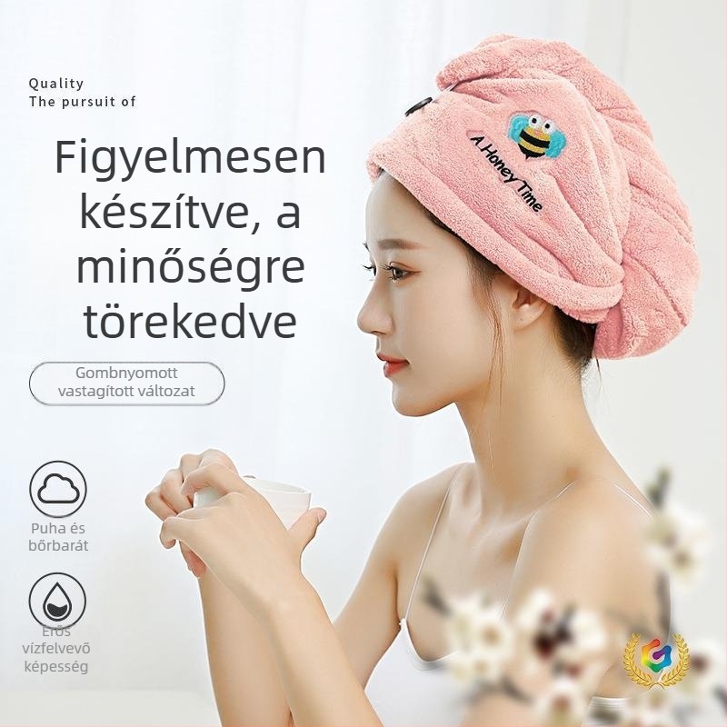 Koral velúr hajtörölköző hímzéssel, vastag, nedvszívó, gyorsan száradó, nem hullik ki szálak, súly 140–169 g