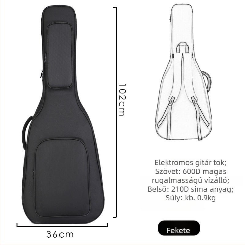 Gitár táska Oxford anyagból, nylon bélés, ívelt vállpántok, uniszex
