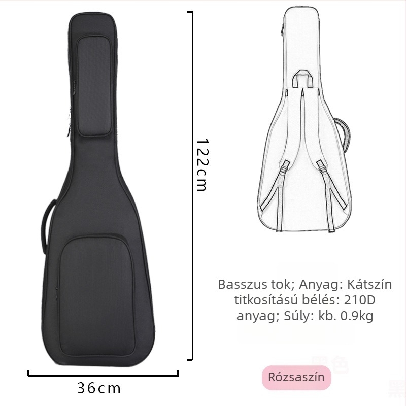 Gitár táska Oxford anyagból, nylon bélés, ívelt vállpántok, uniszex