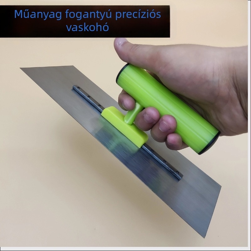 Hosszított nyeletű glettelő, glettkanál és festőkaparó, fém penge