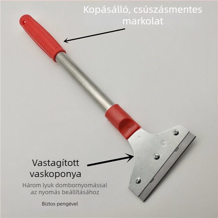 Tisztító penge rozsdamentes acél testtel és műanyag markolattal