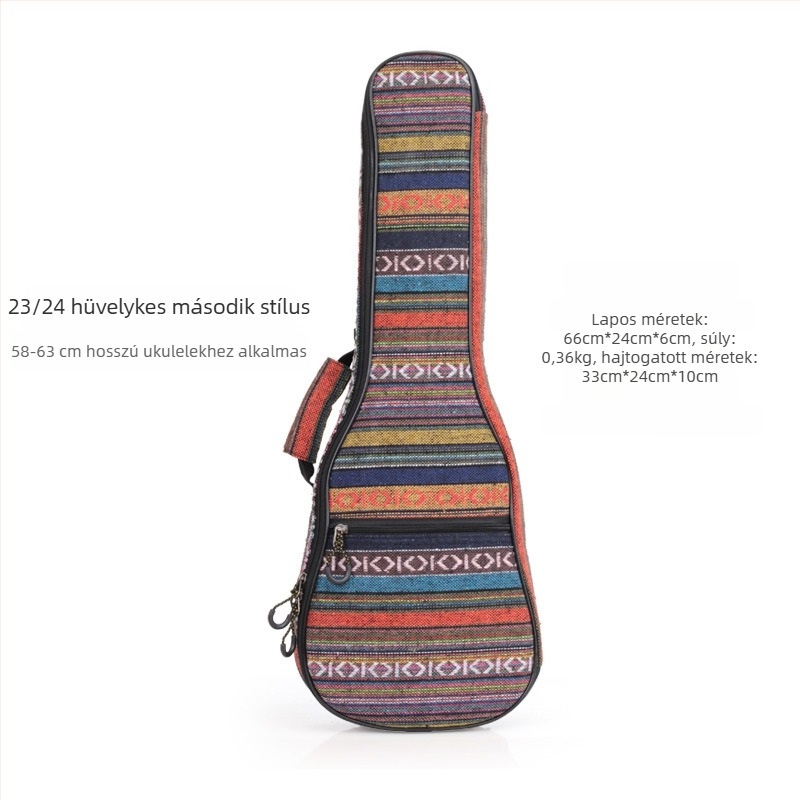 Ukulele táska, poliészter, UB-04 modell, hátizsák-stílusú, kiegészítő nyugati húros hangszerekhez
