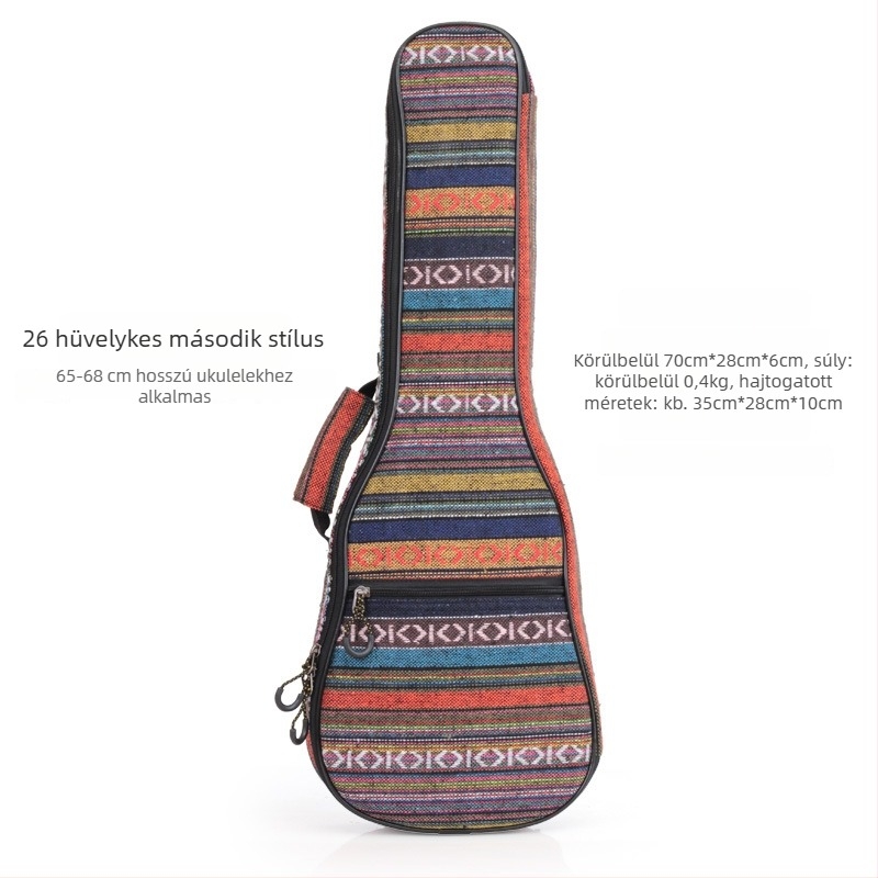 Ukulele táska, poliészter, UB-04 modell, hátizsák-stílusú, kiegészítő nyugati húros hangszerekhez