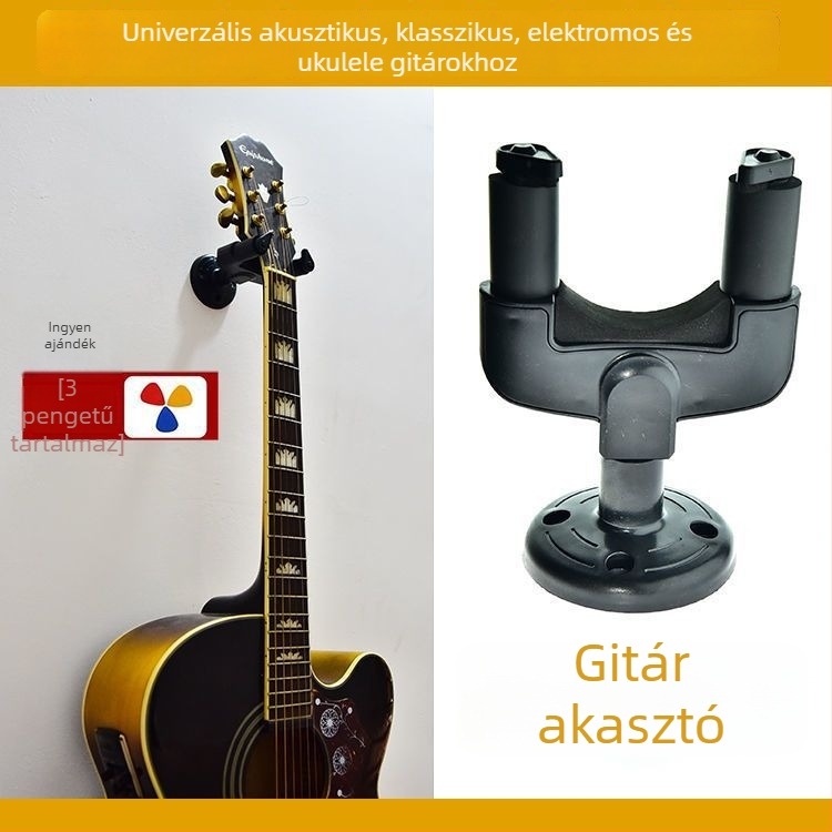 Műanyag gitárakasztó – falra szerelhető hangszer-tartó, papírdobozos csomagolás, Guangdong eredet