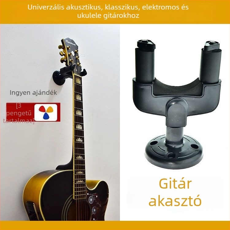 Műanyag gitárakasztó – falra szerelhető hangszer-tartó, papírdobozos csomagolás, Guangdong eredet