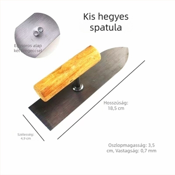 Mangán acélból készült kőműves szerszámkészlet: nyomó kés, cementkés, vakolókanál, fugázó kés, glettelő kés