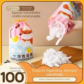 Egyszer használatos zuhanysapka - extra vastag, vízálló, por- és füstbiztos - női hajfesték sapka (PE, 60 g, univerzális)