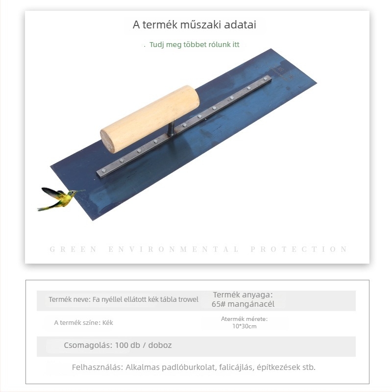 Fa markolatú glettvas vakoláshoz, Mn65 acél penge, sík pengével