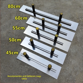 Rozsdamentes acélból készült spatula fal vakolásához kettős fogantyúval