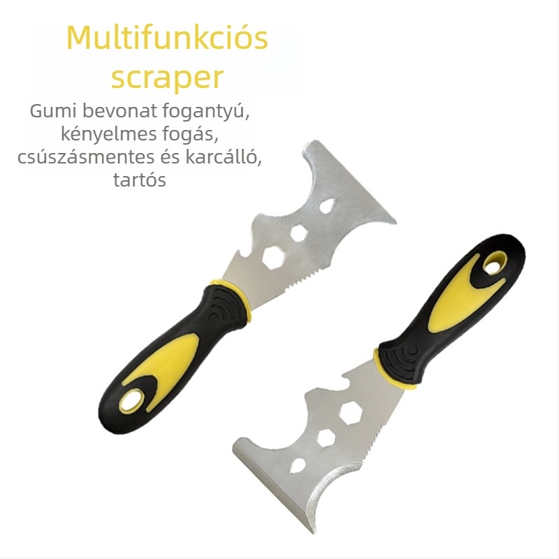 Rozsdamentes acélból készült többszörös funkciójú glettelő kés és kaparó (lapos penge; festék eltávolítás; ragasztó eltávolítás; megvastagodott penge; többfunkciós)