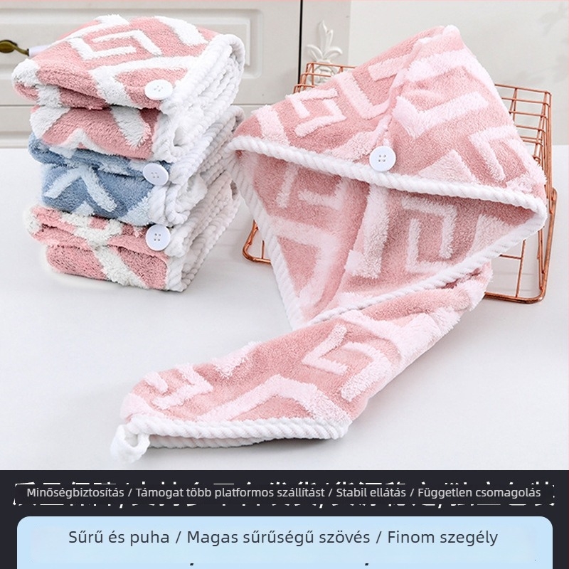 Shujies hajszárító sapka, korall plüss, Jacquard szövés, súly felett 200 g