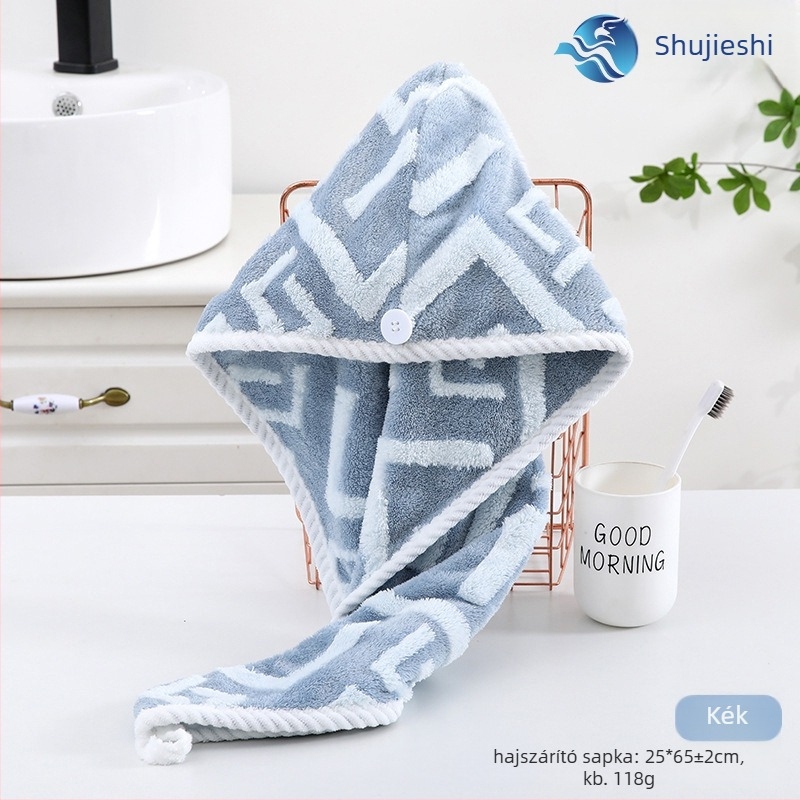 Shujies hajszárító sapka, korall plüss, Jacquard szövés, súly felett 200 g