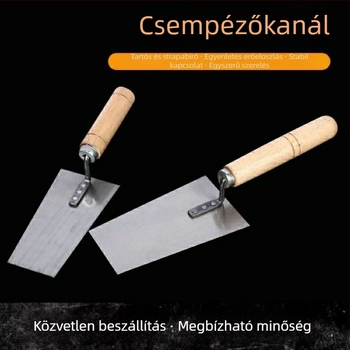 Nagy trapéz alakú téglavető és vakoló spatula – ács eszköz, 0,7 mm vastagság, 320 mm hosszú, Clever Helper