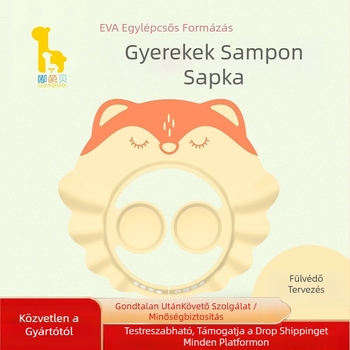 Baba sampon sapka gyermekeknek, vízálló fülvédővel, állítható, rajzfilmes stílus, anyagok: TPE, PP