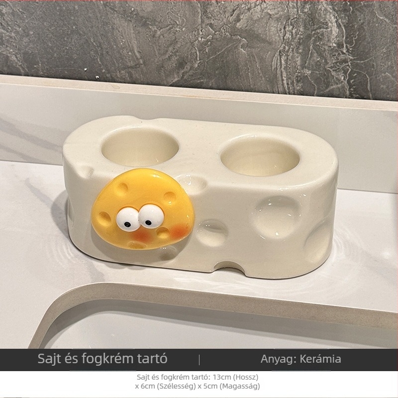 Kerámiából készült fogkefetartó és fogkrém tartó fürdőszobai tárolóalappal