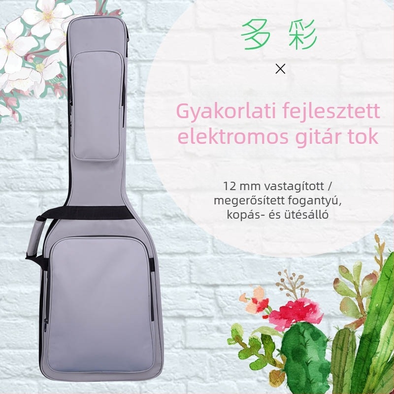 Carmani elektromos gitár és basszus hangszertáska, vastag Oxford vászon és habos bélés, fekete