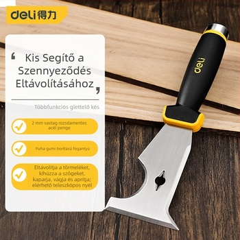 Deli DL-HD03 glettkés rozsdamentes acélból, vastított élű, többfunkciós kaparó