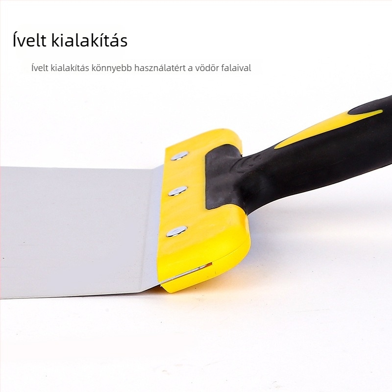 Rozsdamentes acél glettelő spatula ívelt pengével, vastított test vakoláshoz és dekorációhoz — Nine Shields