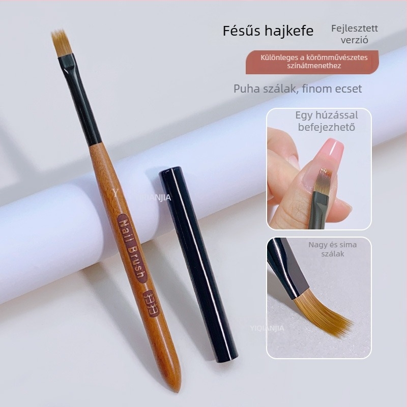 Nail art eszköz — 1 db, fa kezelő, hosszú nyél, gradient, csipke, építés, elkenődés