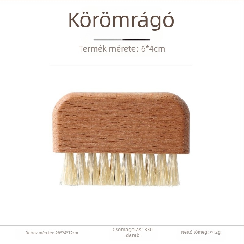 Körömecset tömör fából, sertésszőrrel – repedések és felületek tisztítására, 15 g, Wangshe