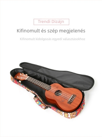 Geometriai mintás vászon hátizsák ukulele számára, légáteresztő és könnyű, uniszex, alkalmas ukulele és kis gitár számára, belső nylon bélés