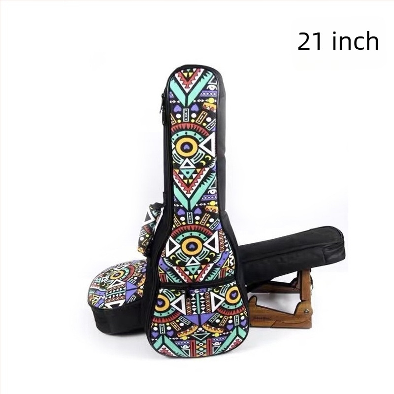 Geometriai mintás vászon hátizsák ukulele számára, légáteresztő és könnyű, uniszex, alkalmas ukulele és kis gitár számára, belső nylon bélés