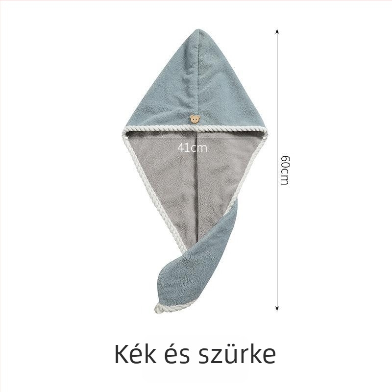Korall fleece hajszárító sapka, dupla rétegű, rendkívül nedvszívó, gyors száradás, 120–139 g, 150D