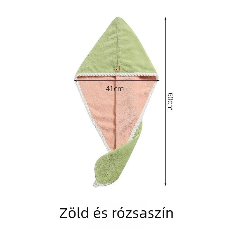 Korall fleece hajszárító sapka, dupla rétegű, rendkívül nedvszívó, gyors száradás, 120–139 g, 150D