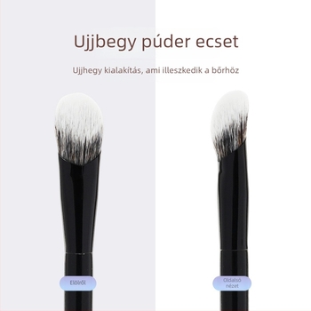 Sminkecset nylon sörtékkel, szögletes részletkontúr- és highlighter ecset, fa nyéllel, OPP csomagolás, 1 db