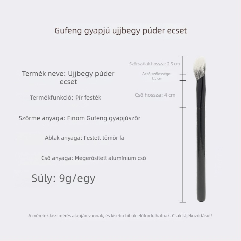 Sminkecset nylon sörtékkel, szögletes részletkontúr- és highlighter ecset, fa nyéllel, OPP csomagolás, 1 db
