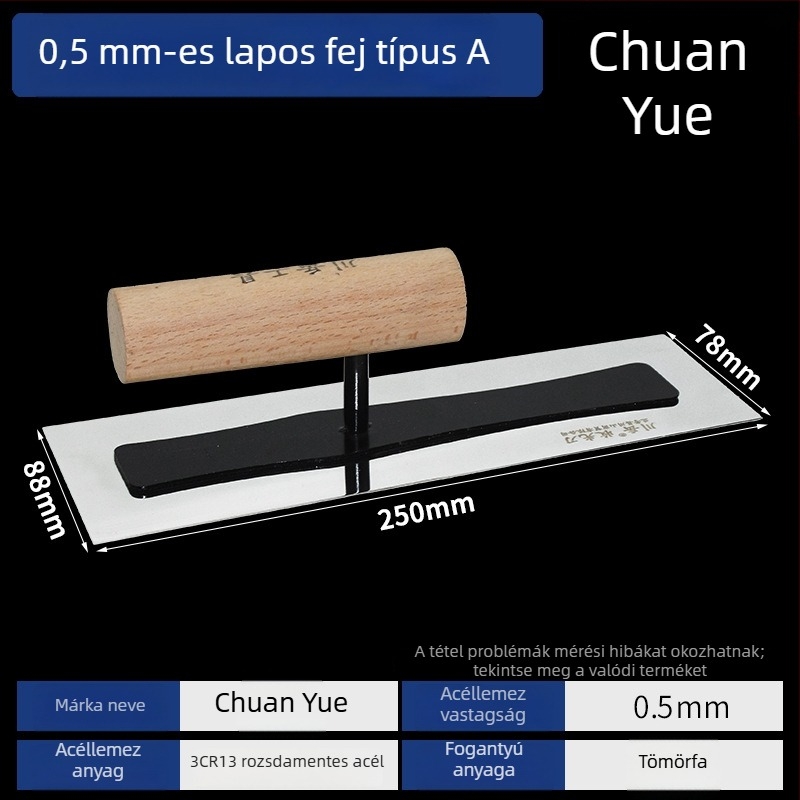 Chuanyue rozsdamentes acélból készült szerszám csavar nélküli, falakhoz diatomit és mikrocement felhordására