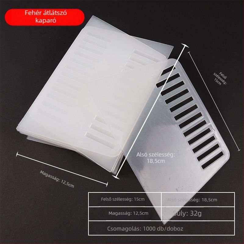 Növelt kaparó penge — Fehér áttetsző műanyag, modell: White Transparent Scraper; alkalmas tapétához, festék kaparásához, belső dekorációhoz, tészta vágásához