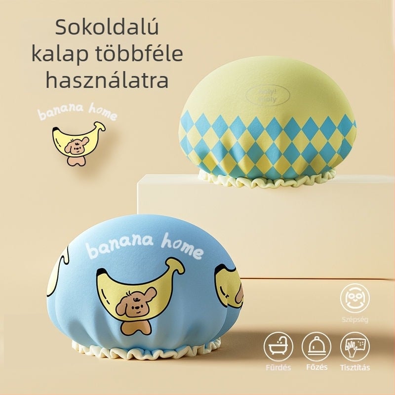 Két rétegű vízálló zuhanysapka, állítható, vastagított kialakítású, műanyagból, felnőttek számára