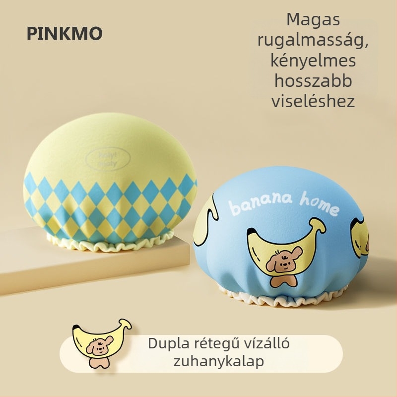 Két rétegű vízálló zuhanysapka, állítható, vastagított kialakítású, műanyagból, felnőttek számára
