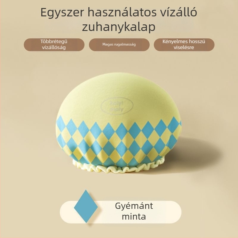 Két rétegű vízálló zuhanysapka, állítható, vastagított kialakítású, műanyagból, felnőttek számára