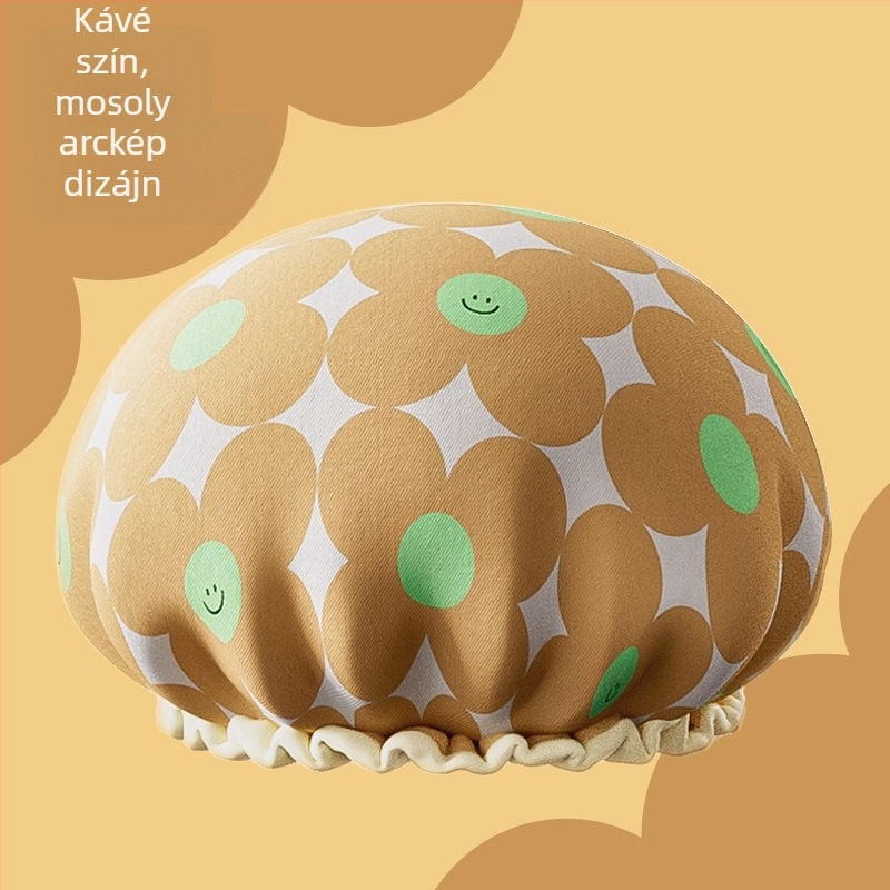 Két rétegű vízálló zuhanysapka, állítható, vastagított kialakítású, műanyagból, felnőttek számára