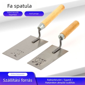 Cement vakoló kés fa nyéllel, gittelésre, kerámia csempék felrakására és padlófestésre