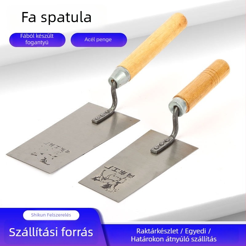 Cement vakoló kés fa nyéllel, gittelésre, kerámia csempék felrakására és padlófestésre